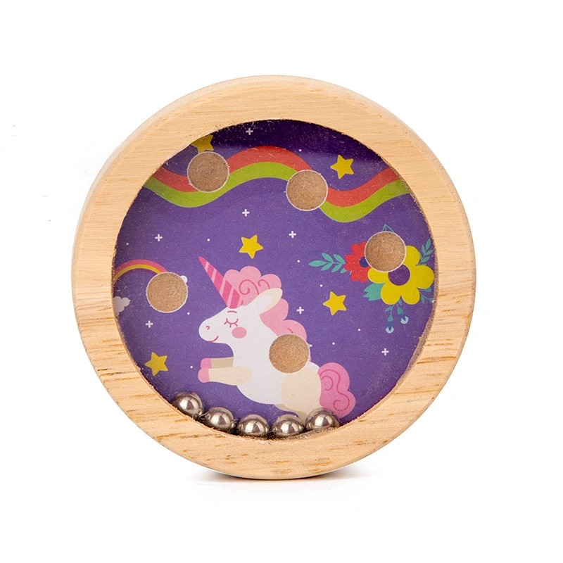 Children&prime;s Wooden Cartoon Animal Balance Ball Maze Toy