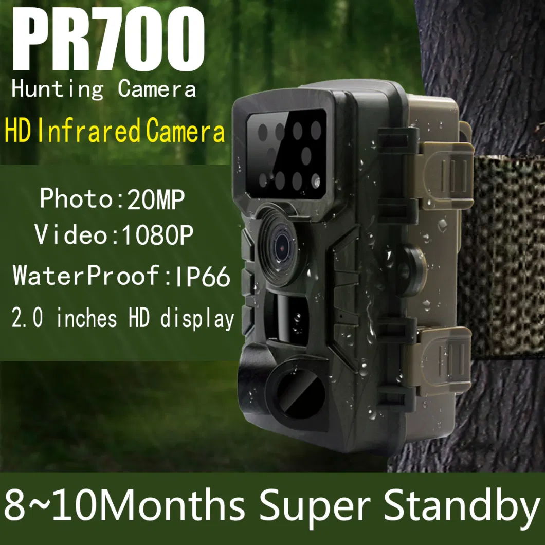 20MP Outdoor Wildlife Digital Trail Hunting Camera with Dual PIR Motion Sensor 2 Inch TFT LCD Display Polar Low Temperature (pr700)