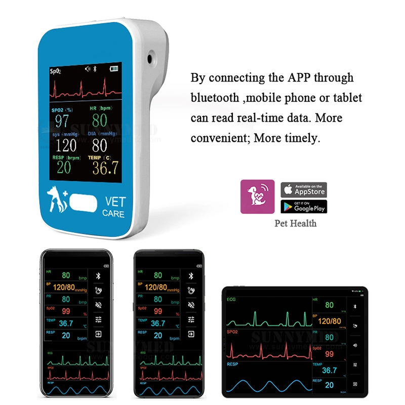 Sy-Am6200 Vet 2.8 Inch Monitor Model Vitales Multi Parameter Veterinary Vital Sign Monitor Animal Use with Wireless Charger