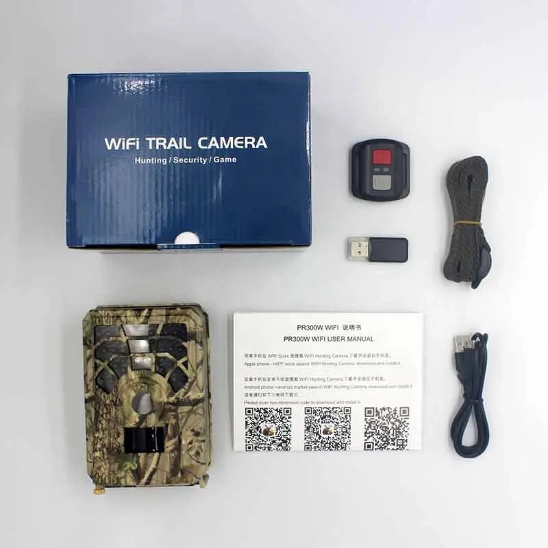 Pr300 WiFi Hunting Camera Trap 24MP 1296p APP Support Wildlife Trap Scouting Photo Video WiFi Hunting Trail Camera WiFi