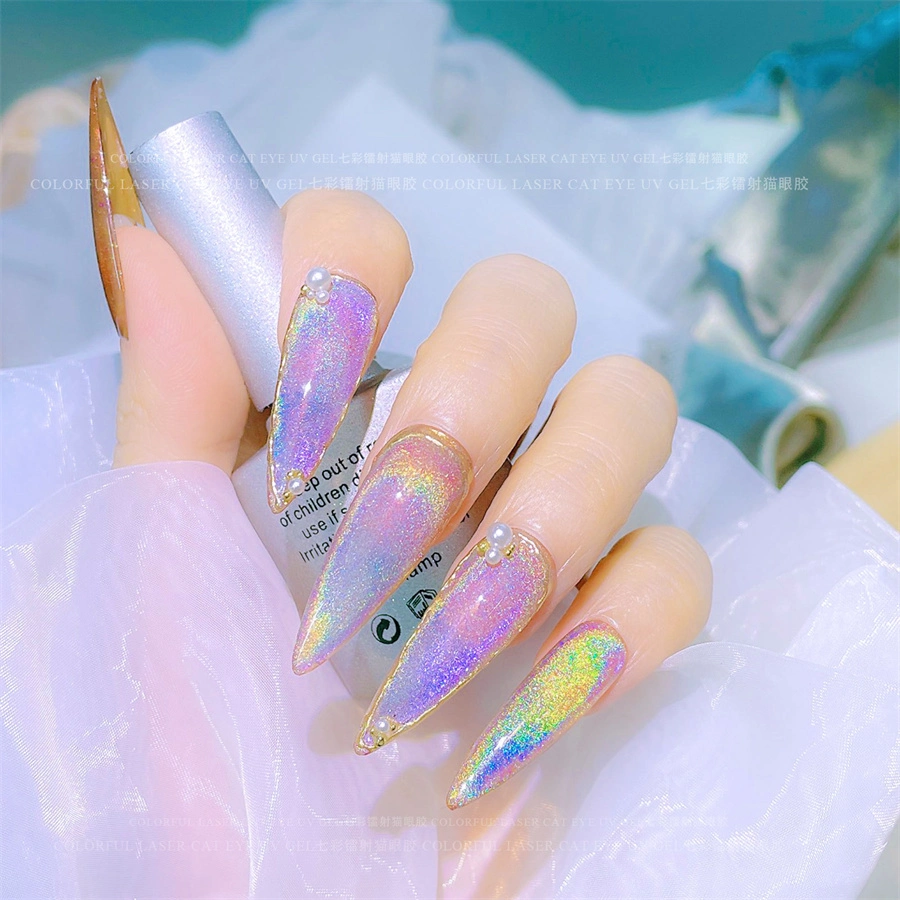 Manicure Explosion Universal Colorful Cat Eye Glue Laser Rainbow Glare Spar Rainbow Cat Eye Glue Nail Shop Nail Polish Glue