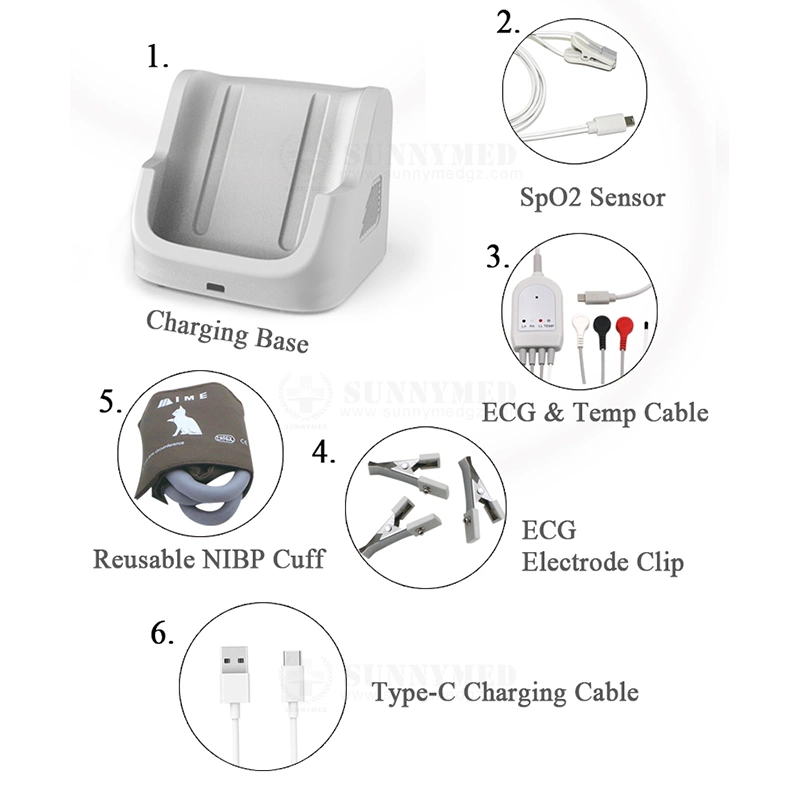 Sy-Am6200 Vet 2.8 Inch Monitor Model Vitales Multi Parameter Veterinary Vital Sign Monitor Animal Use with Wireless Charger