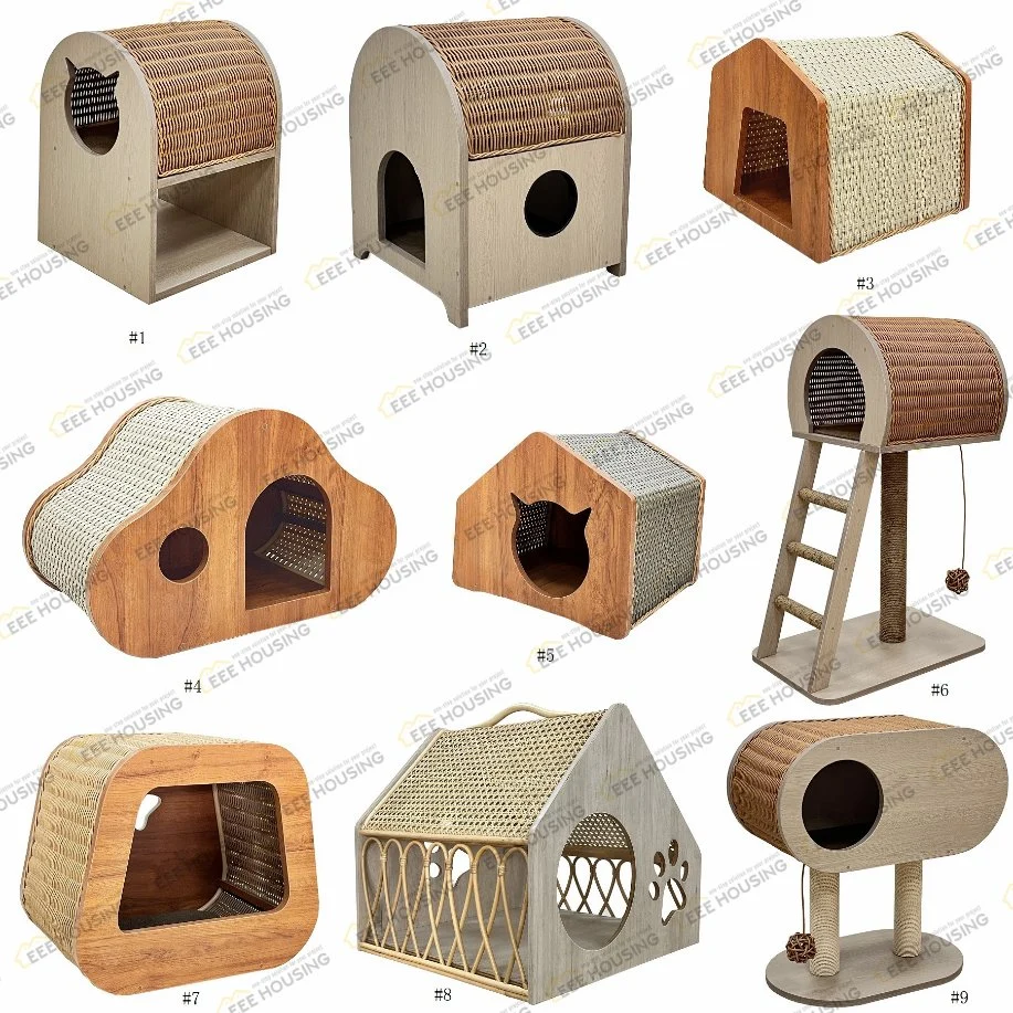 China Factory Supply Customized Wood Animal Pet Shelter Furniture Cozy Wooden Bed Cottage House for Cat