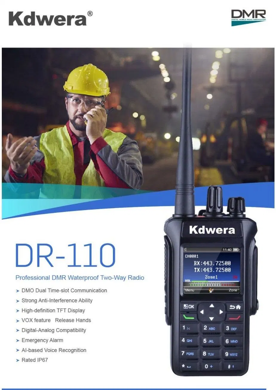 Kdwera Dr-110 Metal Radio Waterproof IP67 Railway Radio FM Transmitter Dmr Two-Way-Radio