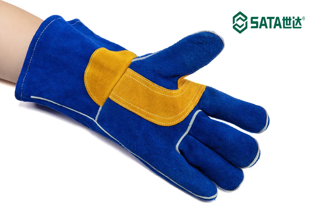 SATA PPE (Apex Tool Group) Industrial Protection Oblique Finger Heat-Resisting Long Cow Leather Working Welding Gloves