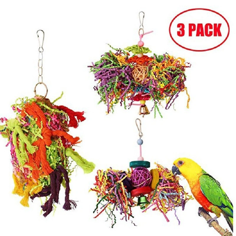 3 PCS Hanging Shred Toy Bird Cage Swing Bird Chewing Toy Lovebird Parrot Perch Wbb16533