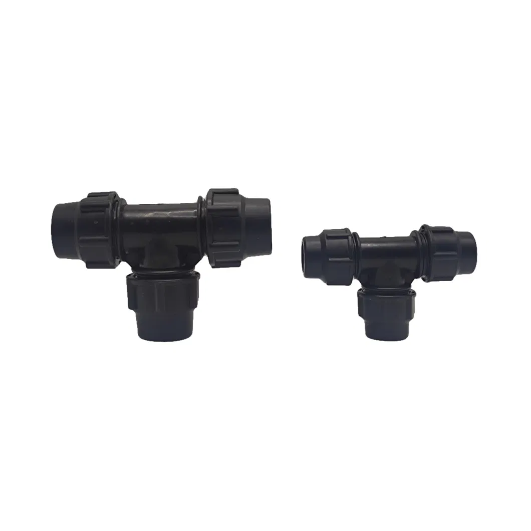 Black Three-Way PE Pipe Fitting Connection Hard Pipe PP Valve CE ISO