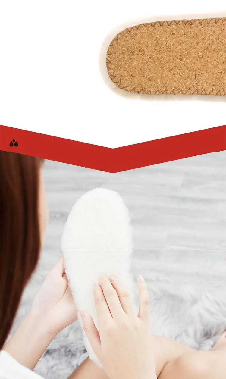 Cozy Warm Skin Friendly Genuine Sheepskin Cork Insoles for Snow Boots