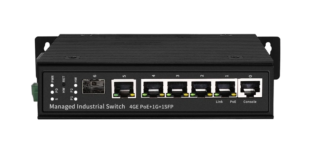 Industrial Auto Poe Switch 4 Ports RJ45 with 1 Port Reverse Poe