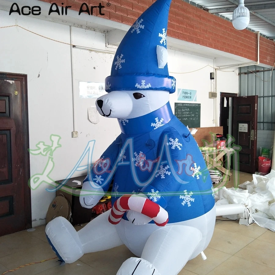 3mh or Custom Inflatable Sitting Polar Bear for Christmas Festival Decoration