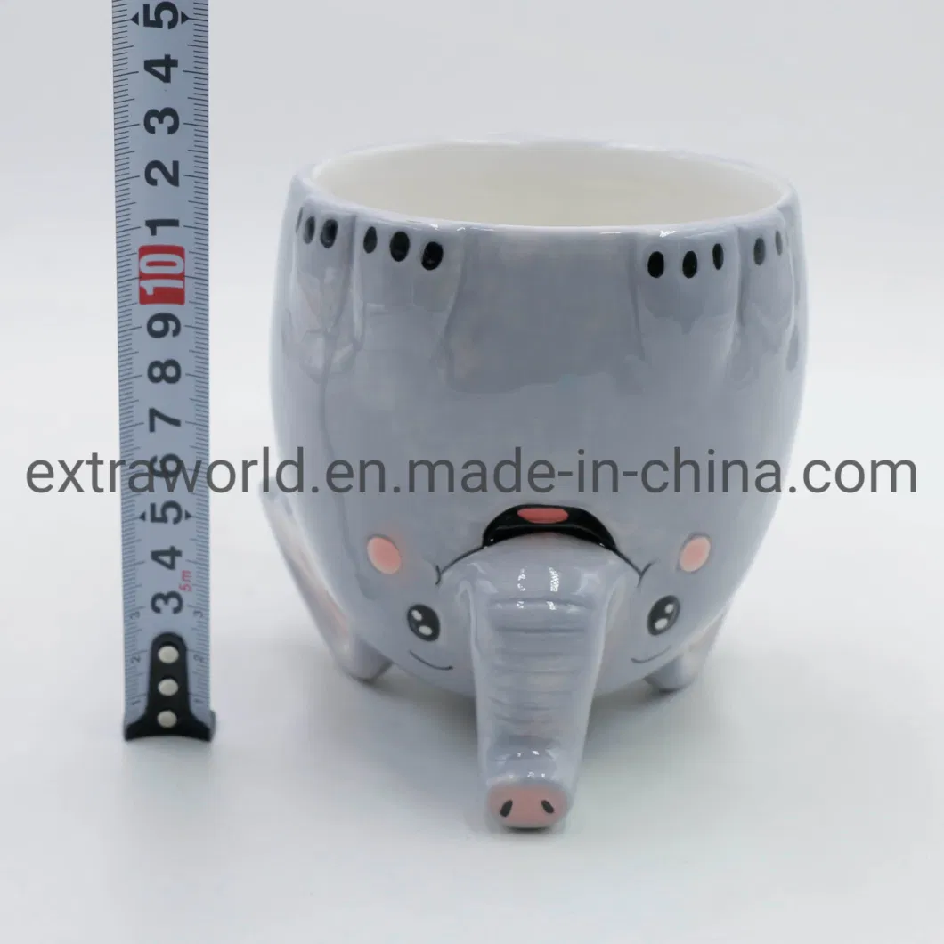 Hot Sales Ceramic Elephant Upside Down 3D Coffee Mug for Kid Gifts