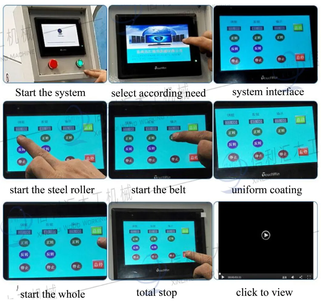 Double Roll Reverse Roller Coater Machine Wood Finishing with UV Curable Coatings Glass Magnesium Board Primer, Top Coat or Coloring of Furniture,