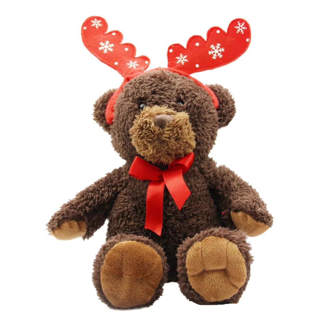 Soft Plush Teddy Bear with Elk Antlers Decoration Presents for Girlfriend