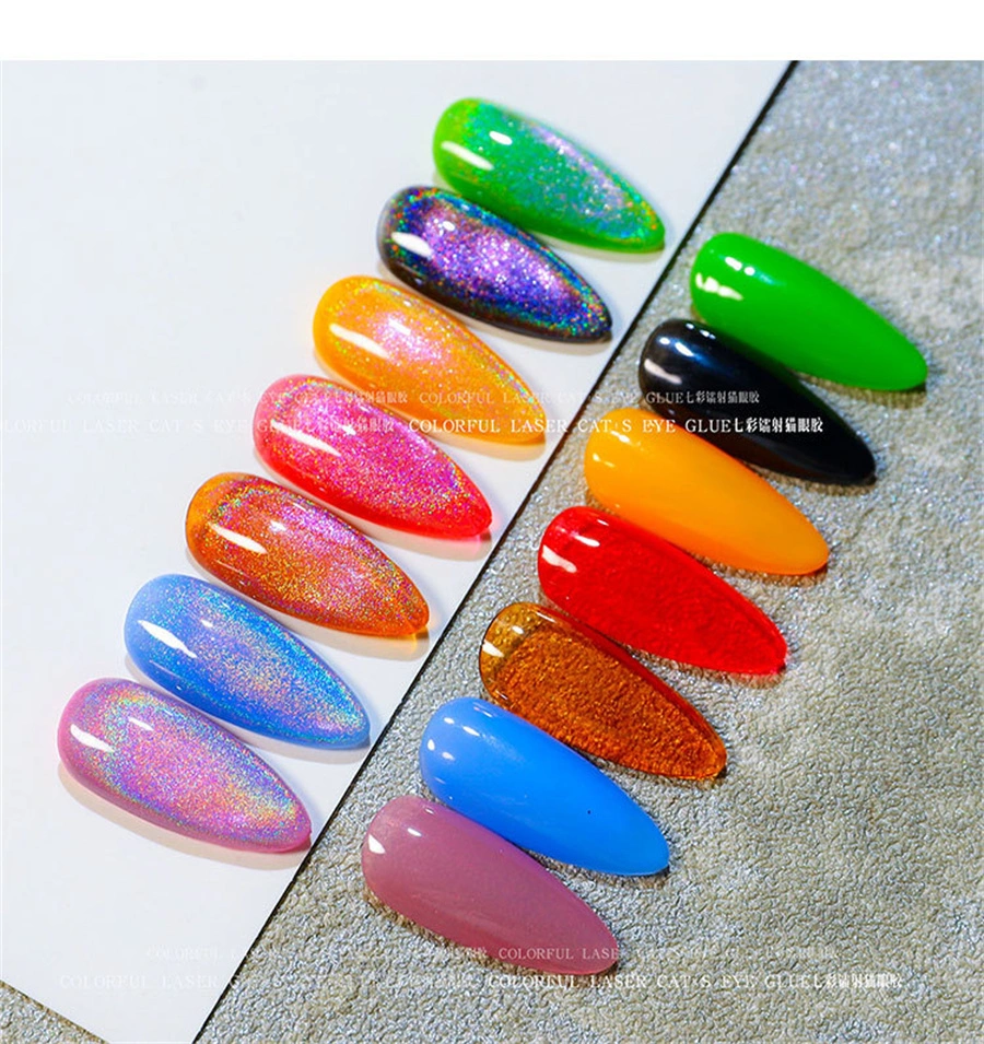 Manicure Explosion Universal Colorful Cat Eye Glue Laser Rainbow Glare Spar Rainbow Cat Eye Glue Nail Shop Nail Polish Glue