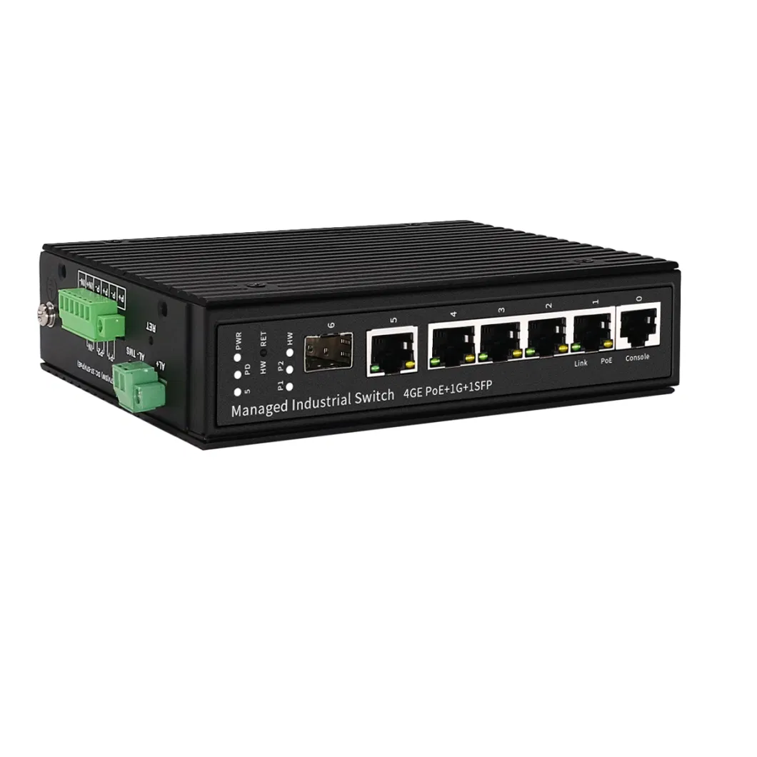 Industrial Auto Poe Switch 4 Ports RJ45 with 1 Port Reverse Poe