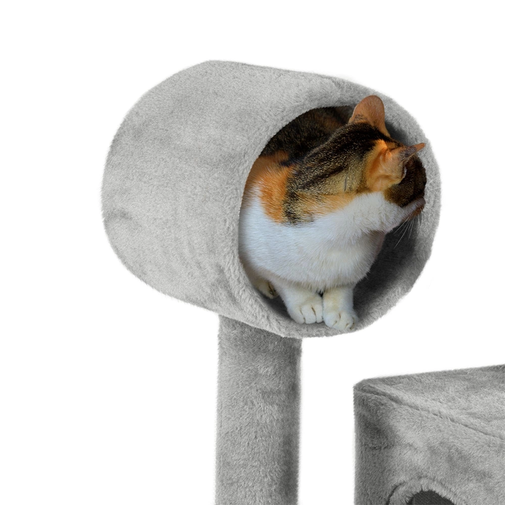 51in Cat Tree Tower Kitten Condo Scratching Post with Hammock Tunnel