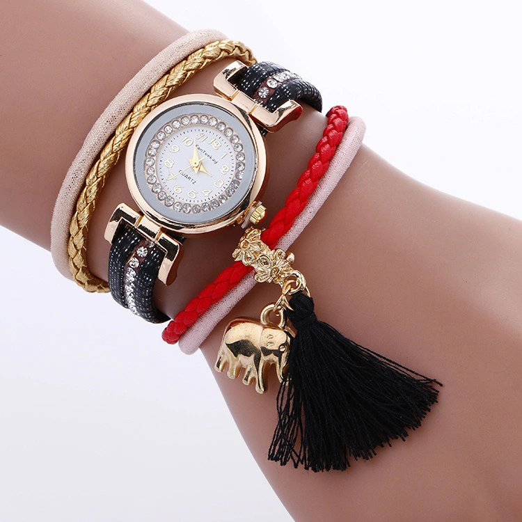 Fashion Ladies Bracelet Watch Handmade Woven Elephant Tassel Hand Linked List Quartz Watch Esg13961