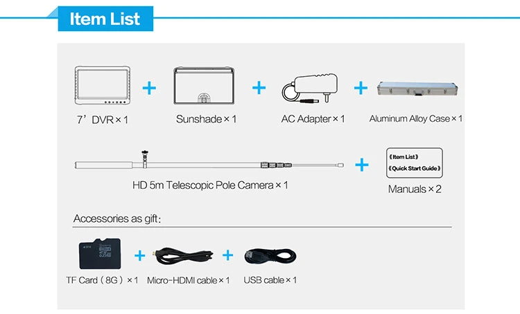 Factory Offer 5m Telescopic Pole 1080P Portable HD Vistual Inspection Camera System