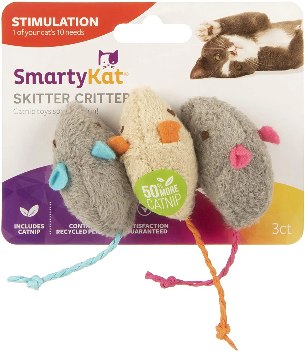 Skitter Critters Catnip Cat Toys - Gray/Cream 3 Count