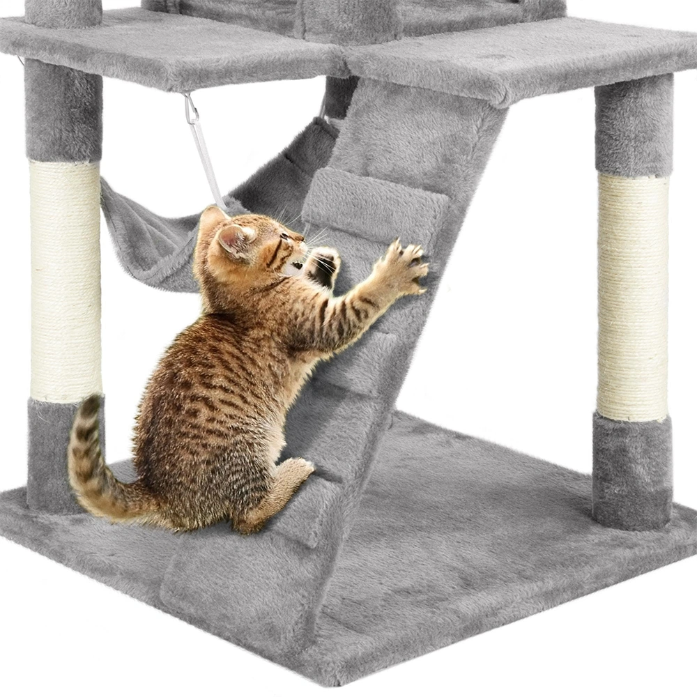 51in Cat Tree Tower Kitten Condo Scratching Post with Hammock Tunnel