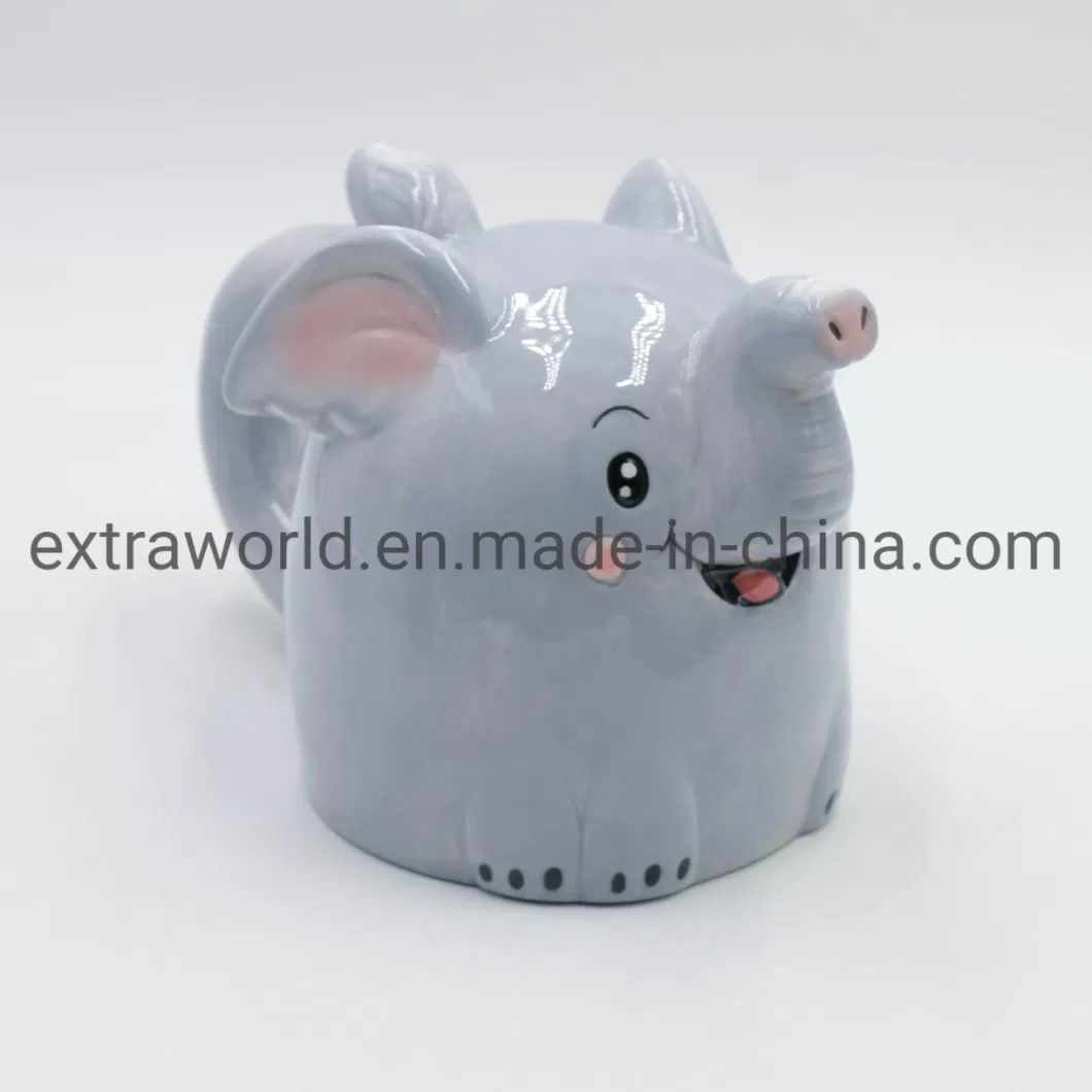 Hot Sales Ceramic Elephant Upside Down 3D Coffee Mug for Kid Gifts