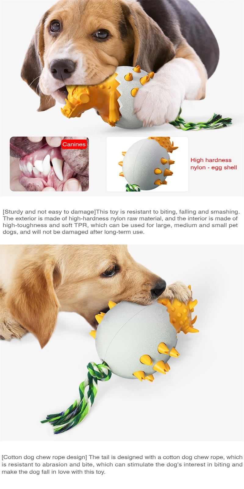 Dinosaur Egg Wild Boar Egg Molar Stick Dog Chew Toy Training Interactive Chewing Toy