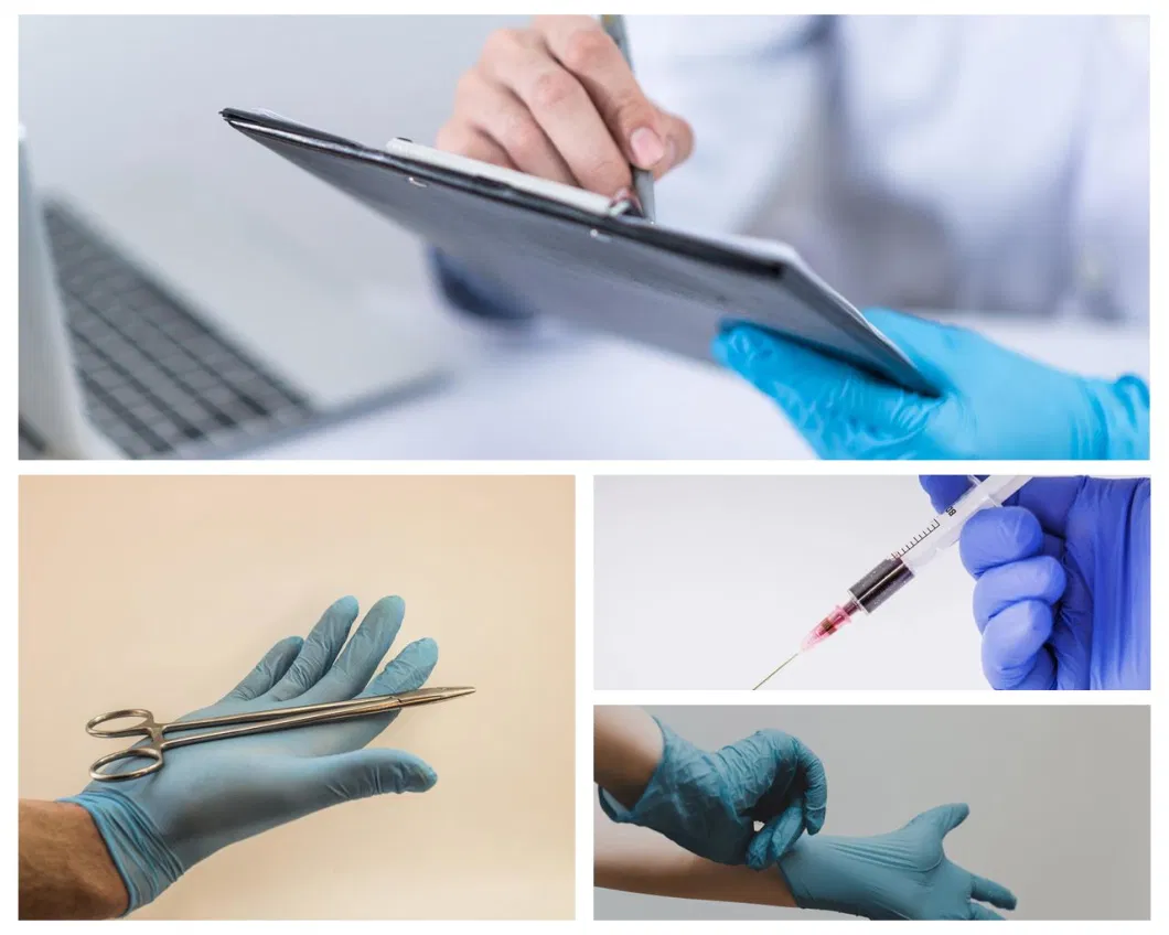 Disposable Blue Hand Protective Powder Free Vinyl Nitrile Gloves Blend Synthetic Glove