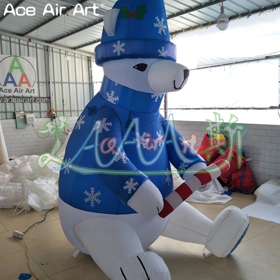 3mh or Custom Inflatable Sitting Polar Bear for Christmas Festival Decoration