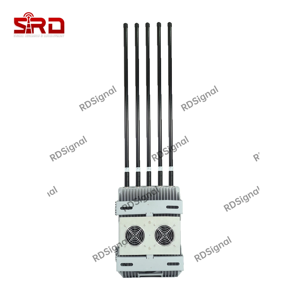 Outdoor Waterproof Drone Jammer with 1.5g 2.4G 5.8g 433MHz 900MHz 5bands Uav Signal Jammer Anti Drone System 500-1500m