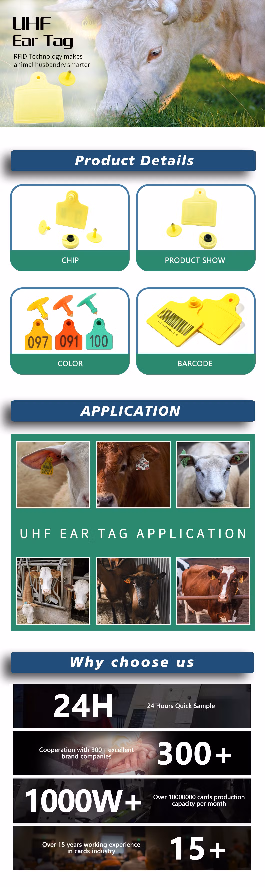 RFID Animal Tags Customizable RFID Ear Tag for Sheep/Cow Animal Tracking