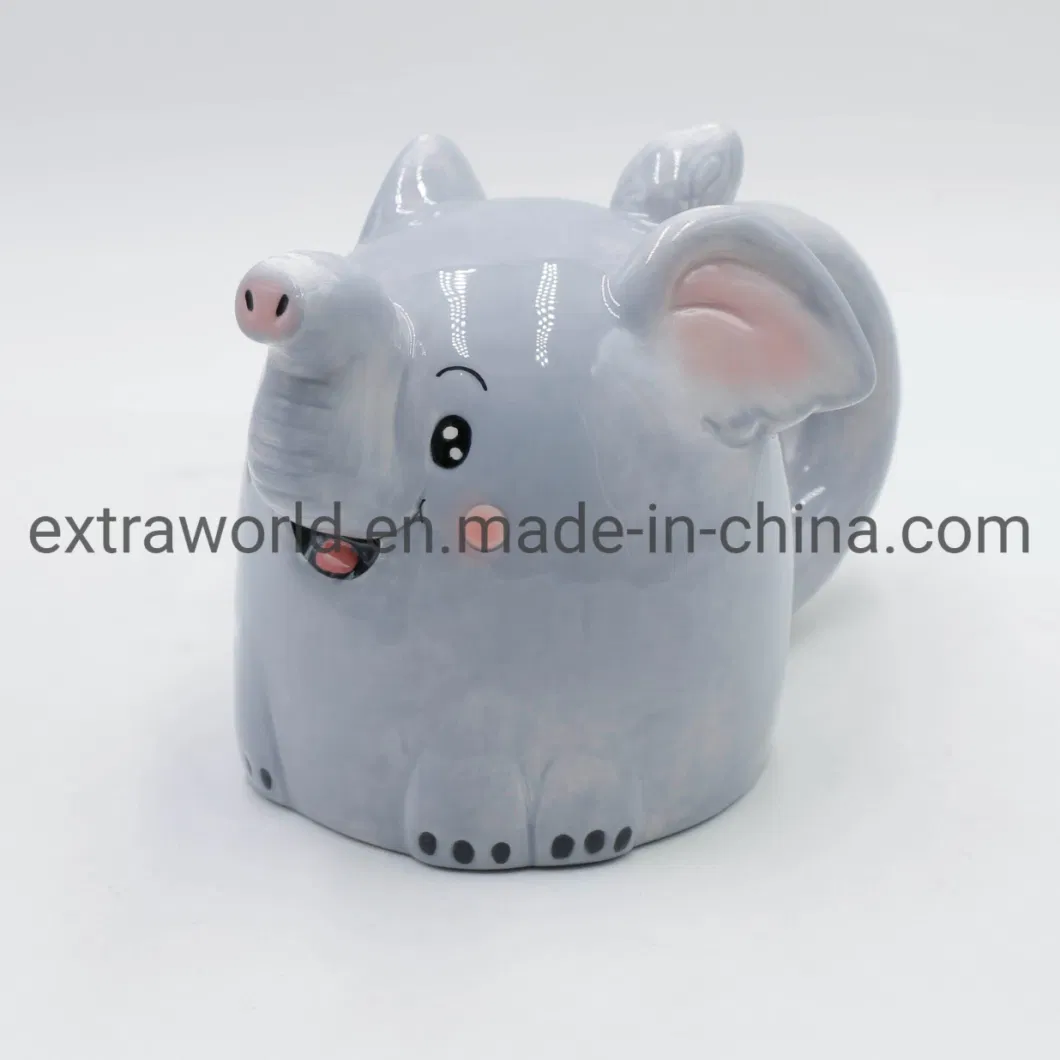 Hot Sales Ceramic Elephant Upside Down 3D Coffee Mug for Kid Gifts