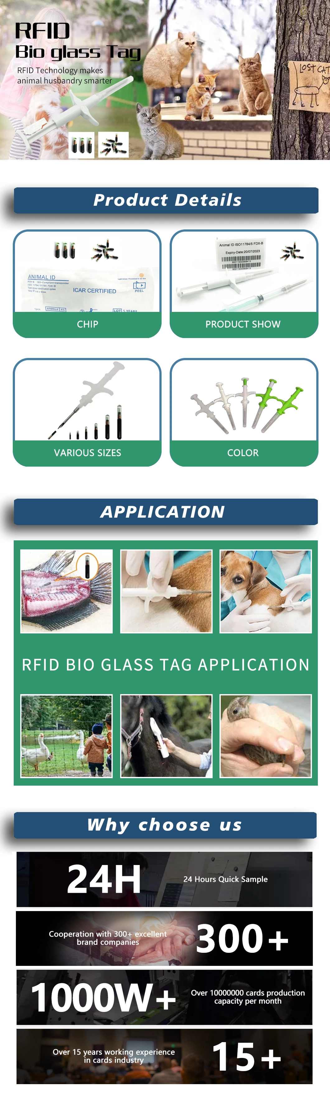 134.2kHz Fdx-B Mircrochip RFID Animal Glass Tag for Animal Tracking