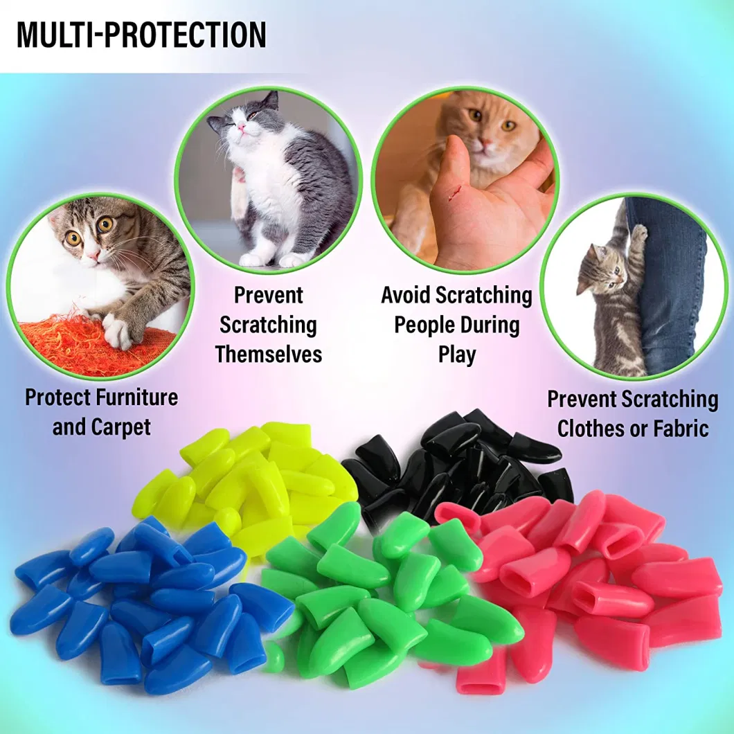 Wholesale Price Nail Tips Pet Soft Claws Covers Colorful Nail Glue Covers for Animal Claws Care with Glue Plastic Bottle