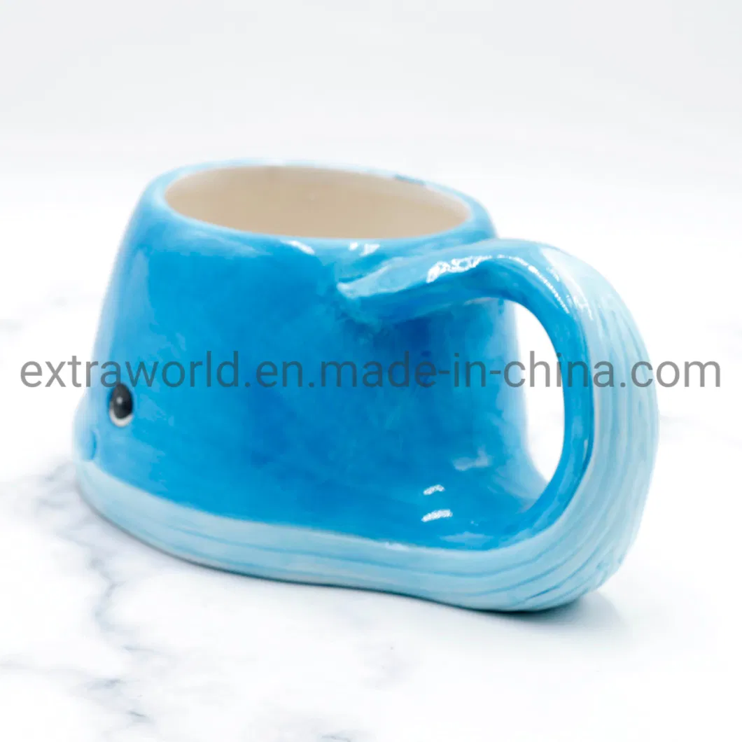 New Ocean Collection Ceramic Blue Whale Mugs Tail Handle Pot Gift