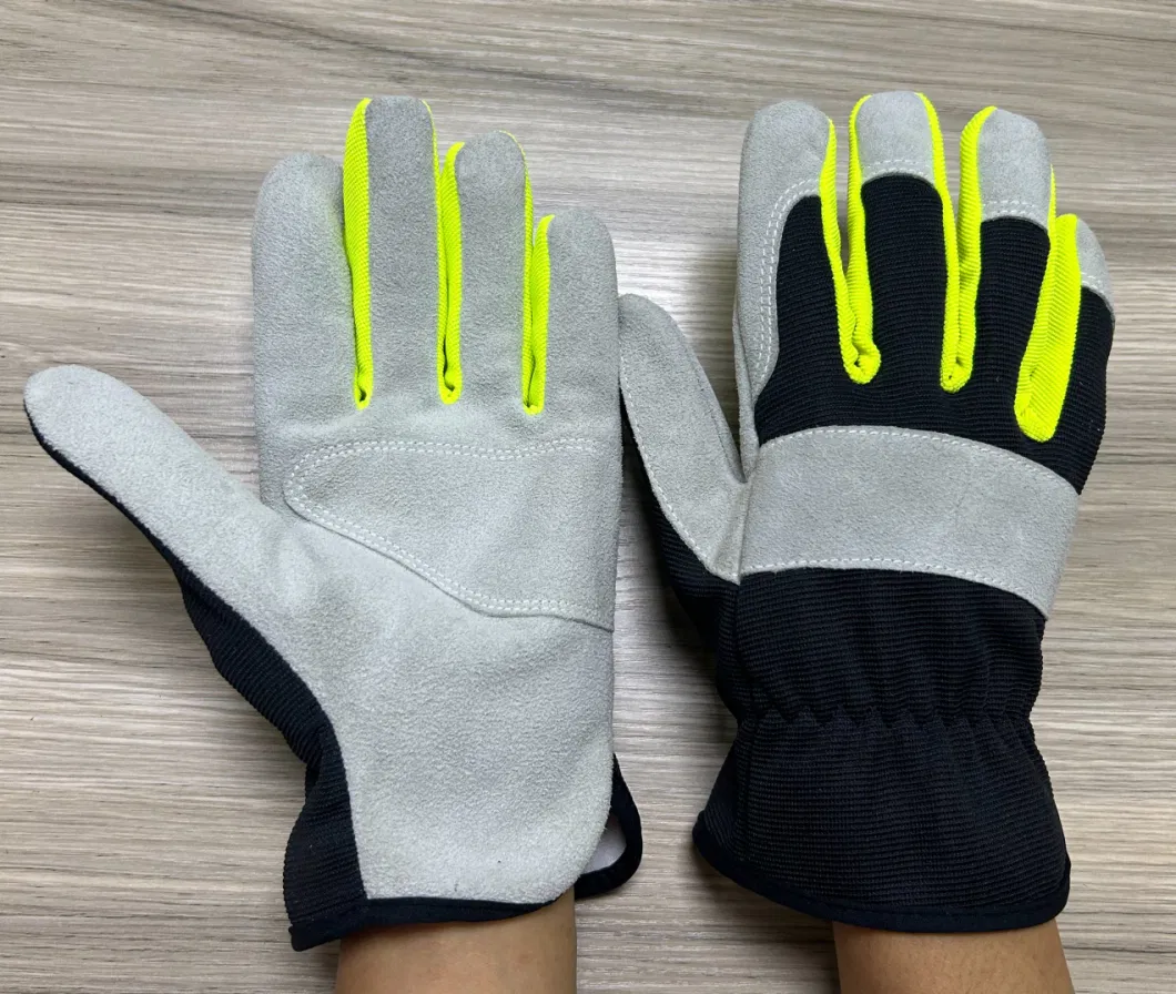 Split Cow Leather Slip on Fast Fit Safety Mechanic Driver Work Gloves