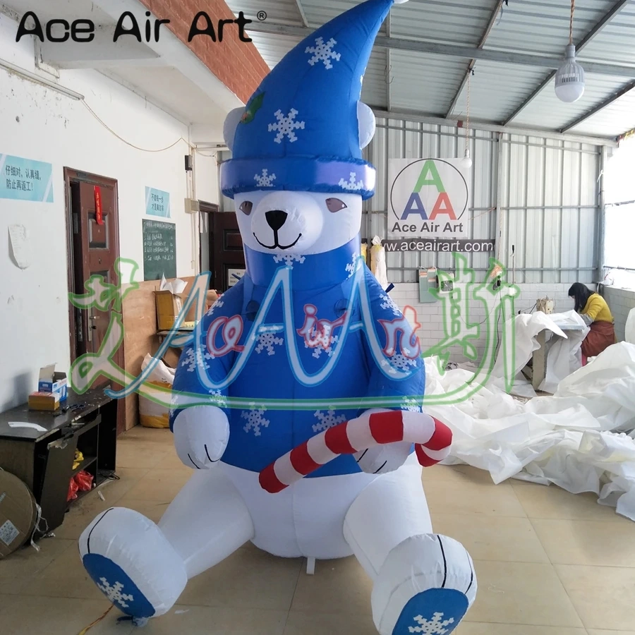 3mh or Custom Inflatable Sitting Polar Bear for Christmas Festival Decoration