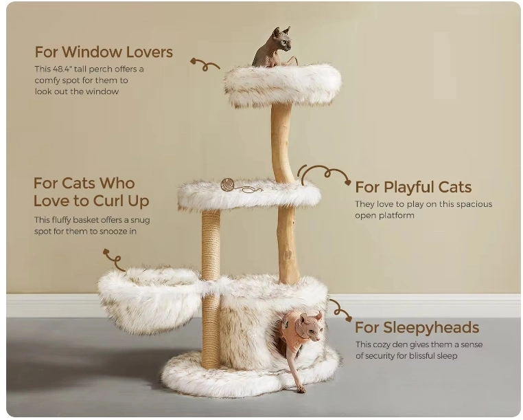 Top Selling Wood Cat Tree Sustainable Cat Scratcher and Tower Direct From Factory Cat Condo for Feline Friends