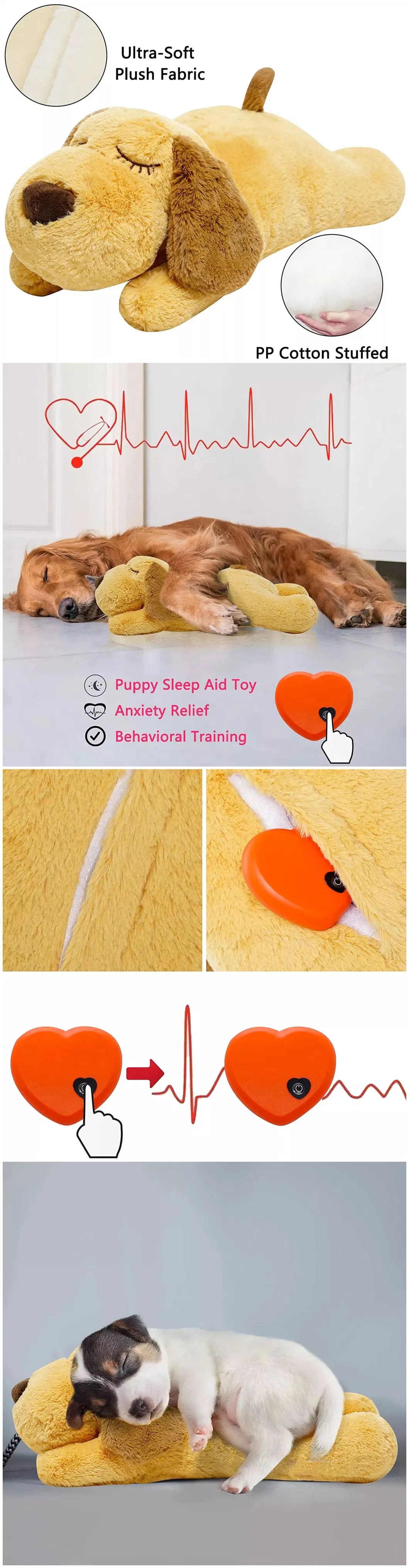 Pet Dog Calming Puppy Behavioral Training Aid Eco Friendly Bulk Puppy Heartbeat Toy