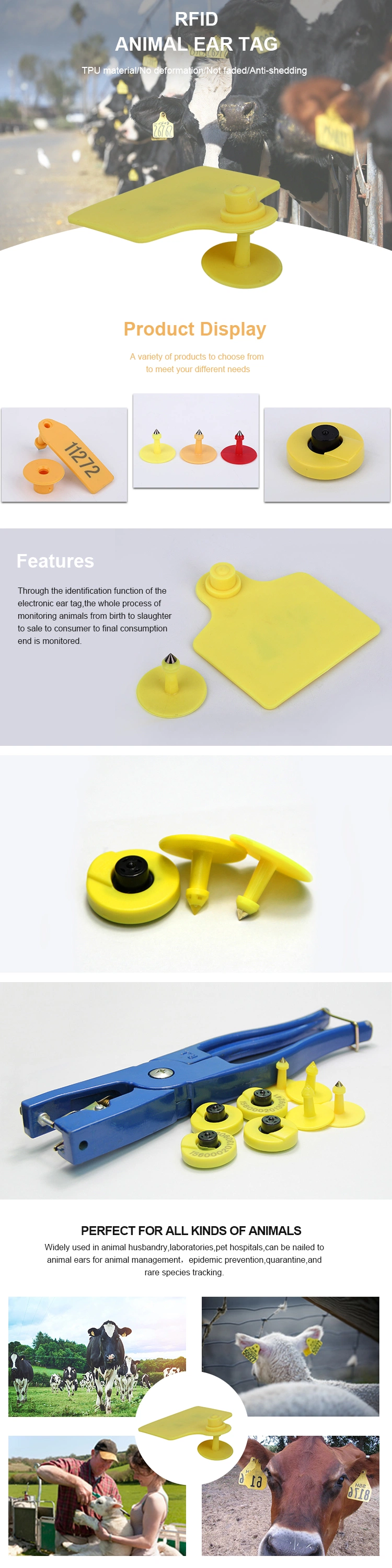 Free Sample Long Range TPU RFID Animal Ear Tag for Tracking