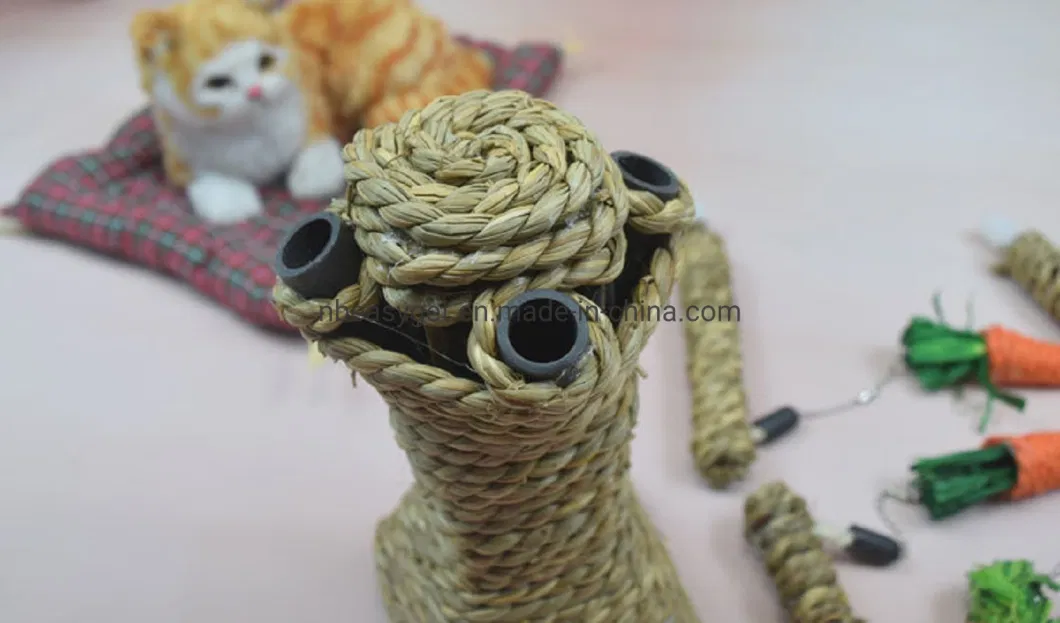 Pet Interactive Carrot Shaped Climbing Tree, Rattan Grass Scratcher Handwoven Cats Rabbit Hamster Toy Esg16601