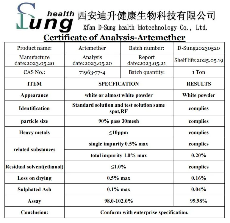 API Artemether Medicine Raw Material Powder Artemether Extract Artemether