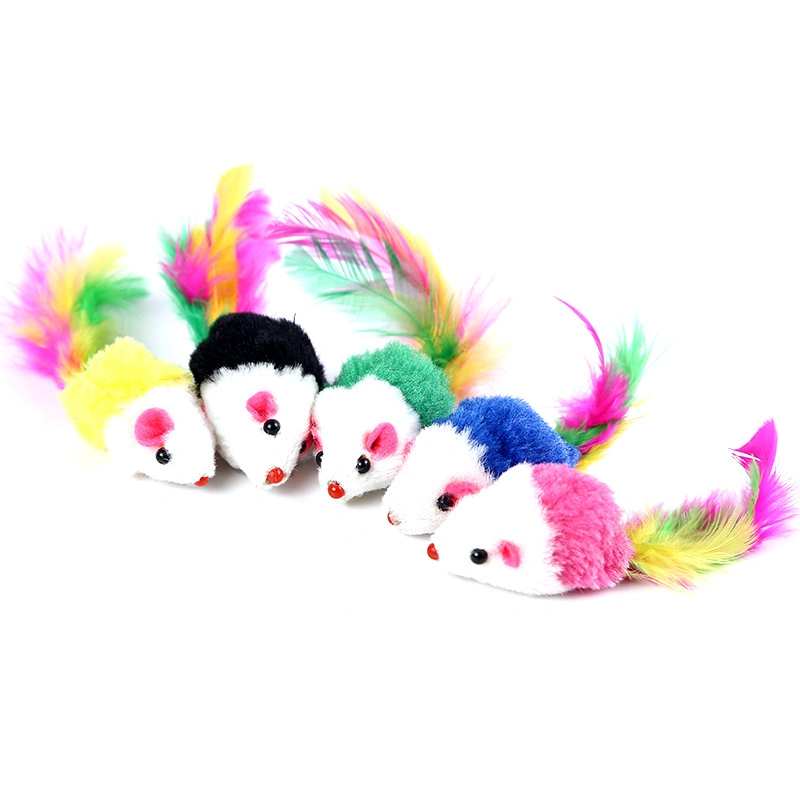 Funny Cat Toy Set Mouse Shaped Mini Funny Playing Plush Interactive Cute Cat Toy