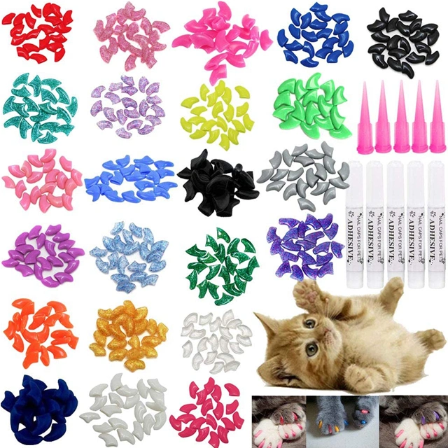 Wholesale Price Nail Tips Pet Soft Claws Covers Colorful Nail Glue Covers for Animal Claws Care with Glue Plastic Bottle