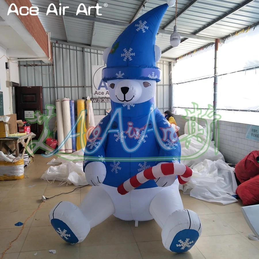 3mh or Custom Inflatable Sitting Polar Bear for Christmas Festival Decoration