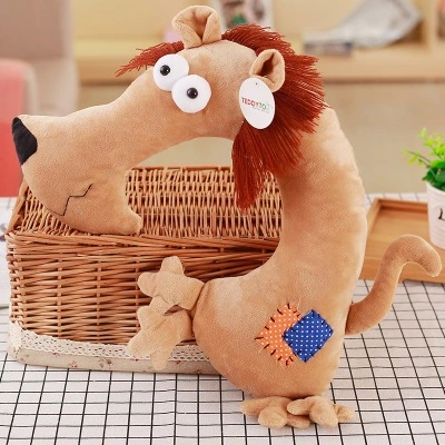 30*35cm Soft Stuffed Plush Baby Toy Cartoon U Shape Wild Animal Cushion