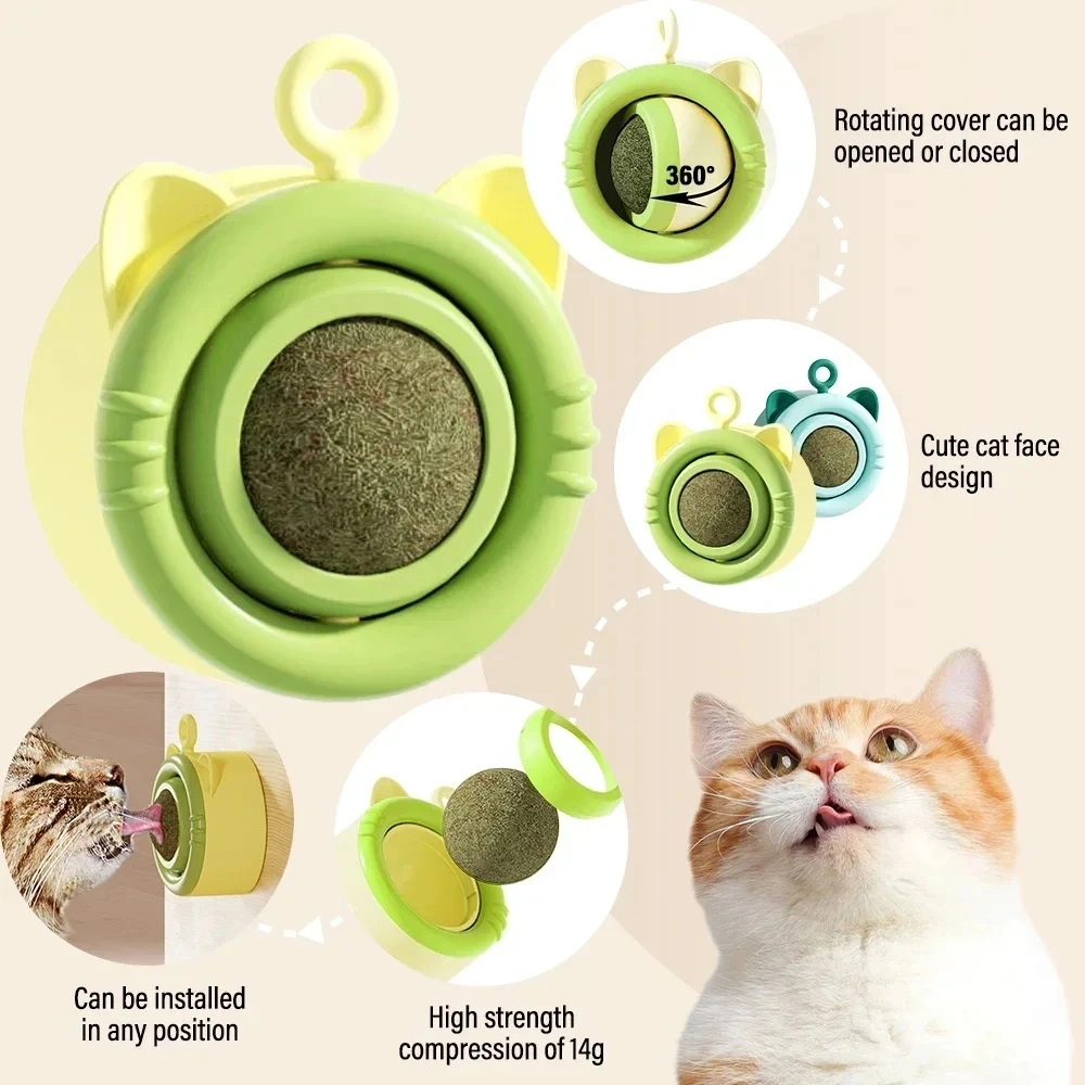 Choice Natural Catnip Cat Wall Stick-on Ball Toy Scratchers Scraper Cats Accessories Pet Products Digestion Cat Grass Snack