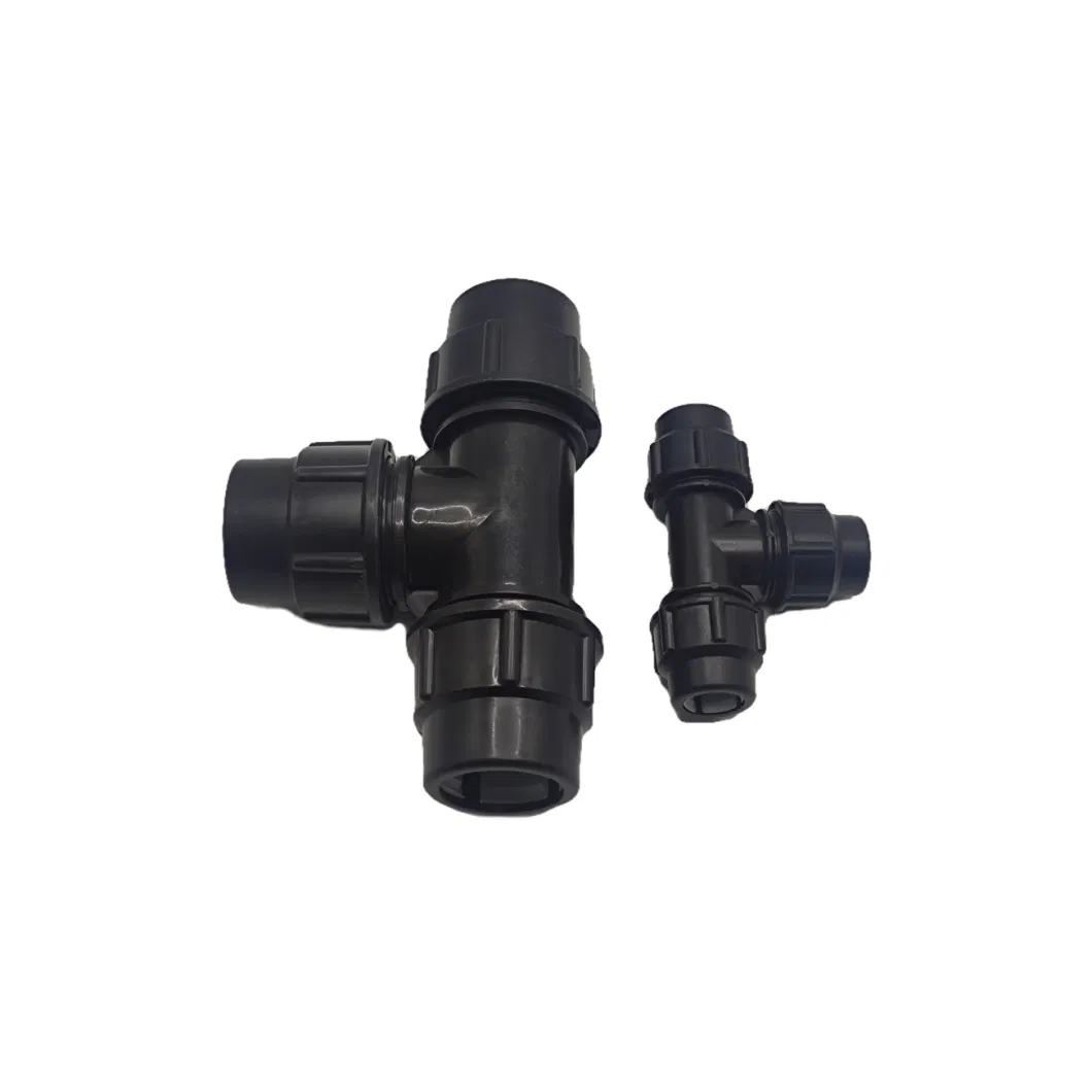 Black Three-Way PE Pipe Fitting Connection Hard Pipe PP Valve CE ISO