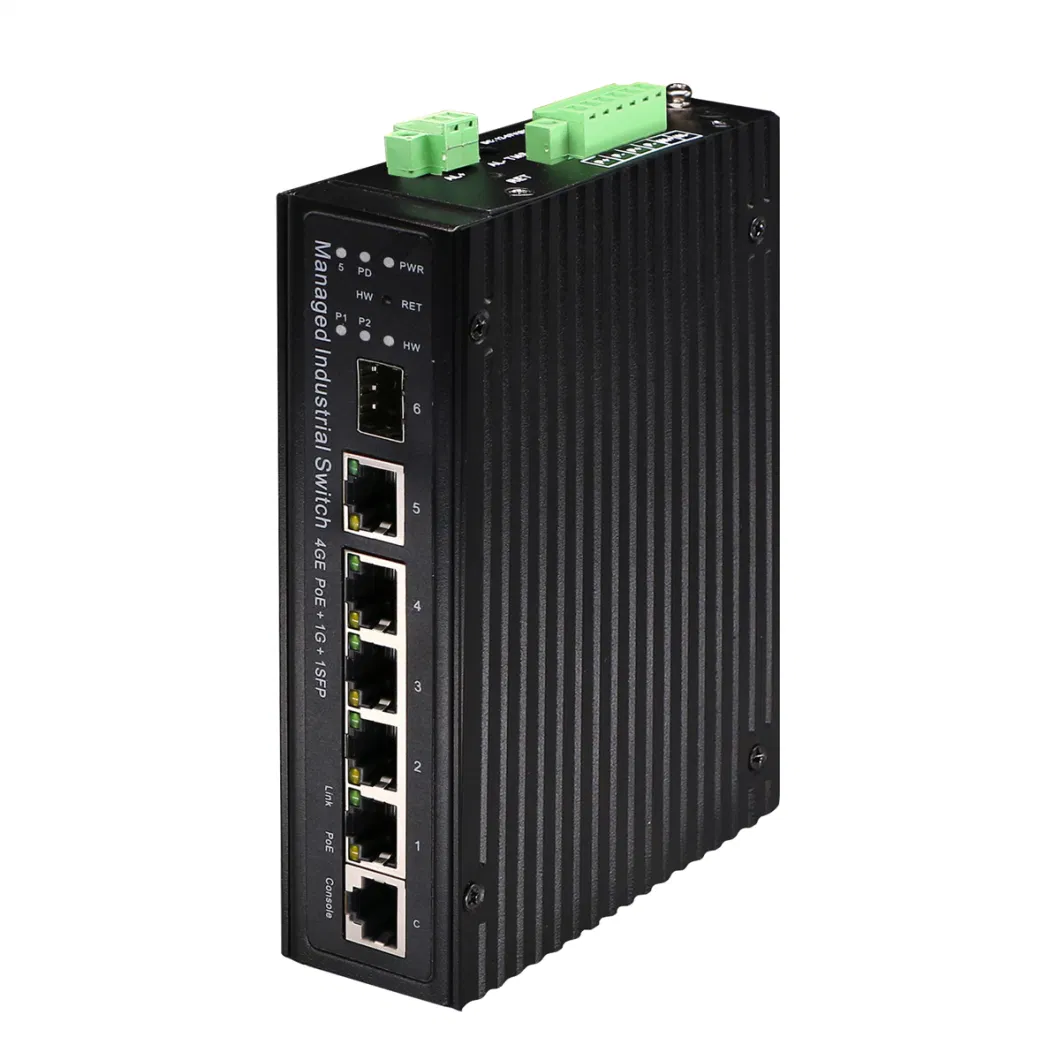 Industrial Auto Poe Switch 4 Ports RJ45 with 1 Port Reverse Poe