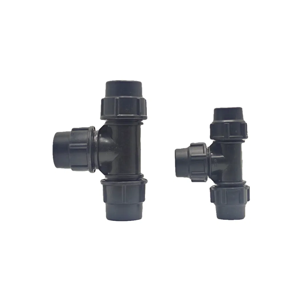 Black Three-Way PE Pipe Fitting Connection Hard Pipe PP Valve CE ISO