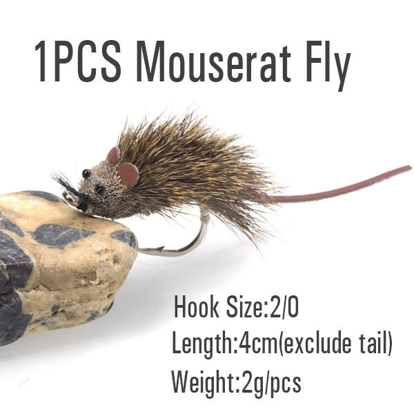 Realistic Deer Hair Mouse Fly Bass Bug Fly Topwater Mouse Rat Fly Pattern for Rainbow Trout Pike Fishing Lures Bait